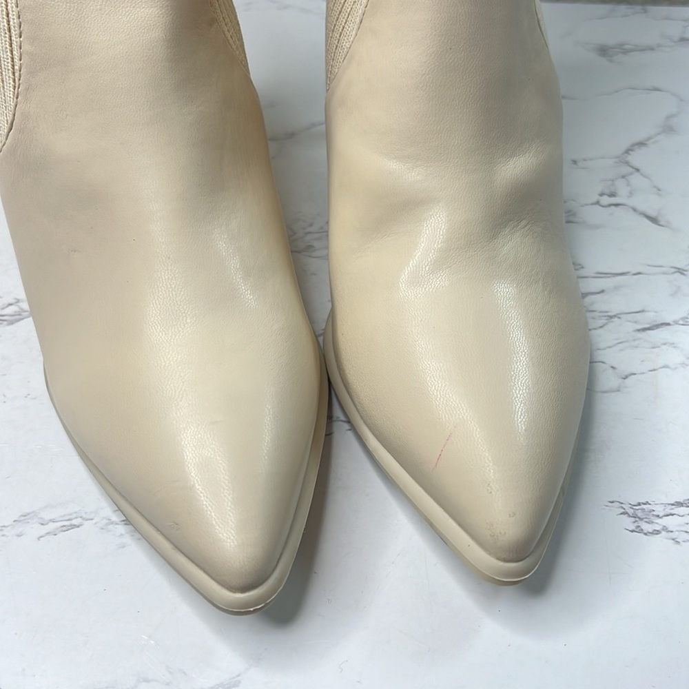 MIA Cream Ribbed Ankle Booties - Picture 9 of 13